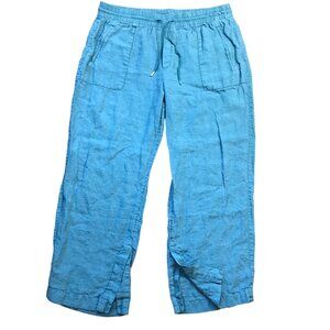 Athleta Retreat‎ Linen Mid-Rise Wide Leg Pants Women's Plus Size 16 Split Hems